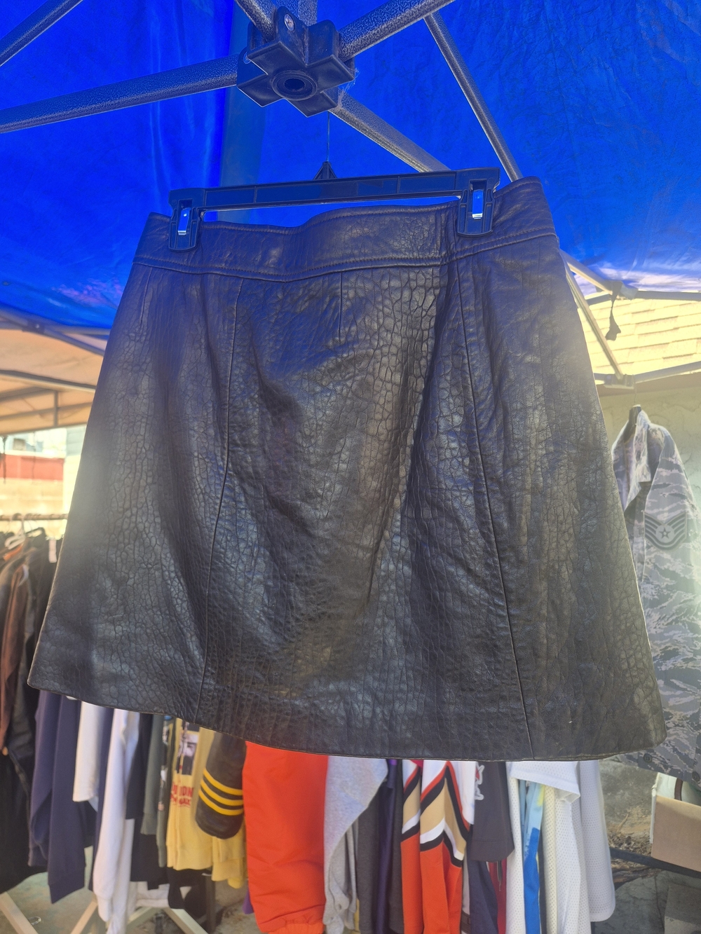 Black Faux Leather A-Line Skirt